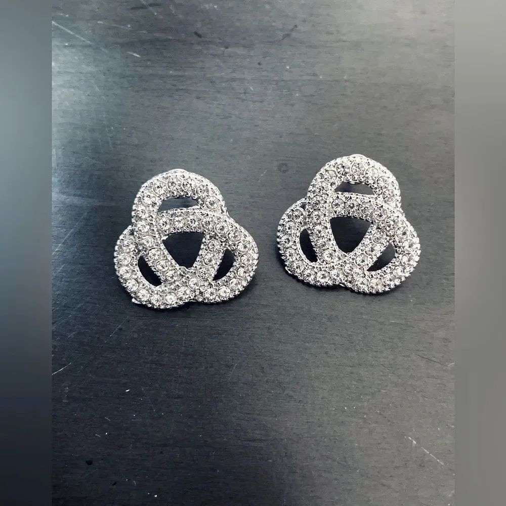 NWT Silver Crystal Infinity Swirl Earrings